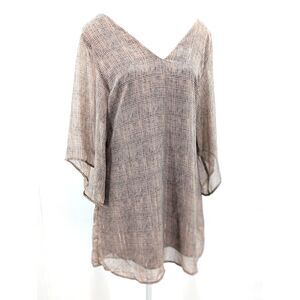 Forever 21 Vintage Y2K Sparkly Metallic Mauve Bell Sleeve Flowy Mini Dress M